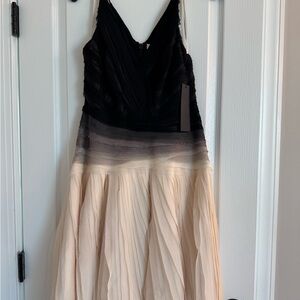 Halston Heritage Black and Cream Mini Dress